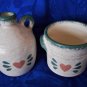 2 Small Sponge Pattern Jugs with Heart Design
