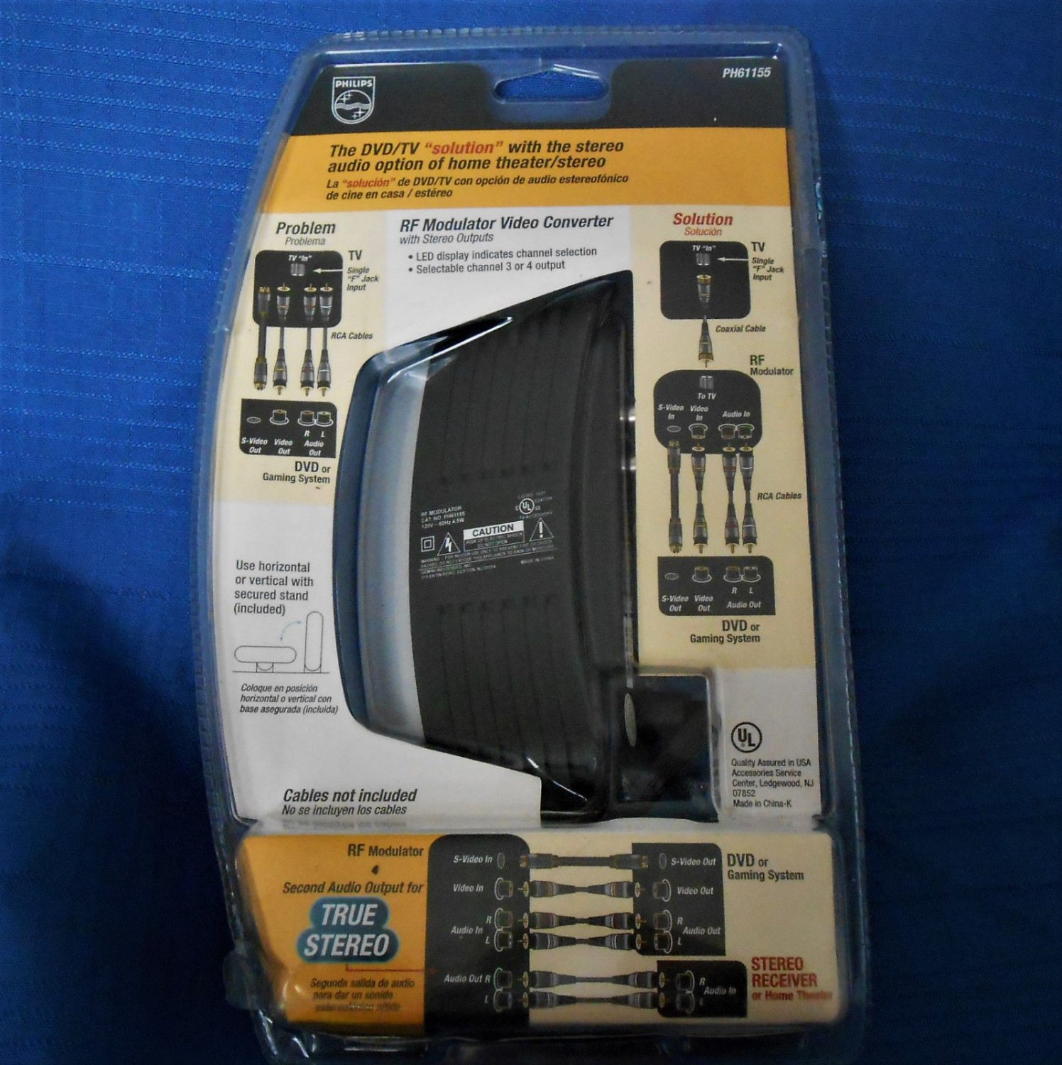 Philips RF Modulator Video Converter PH61155 w/Stereo Outputs AUDIO/VIDEO