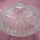  Clear Glass Heart Roses Candy Nut Dish Vintage Lid 2 Piece Diamonds