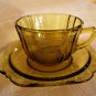 Federal Depression Glass Cup and saucer MADRID Amber/Yellow