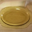 Vintage Federal Depression Glass Oval Platter MADRID Amber/Yellow