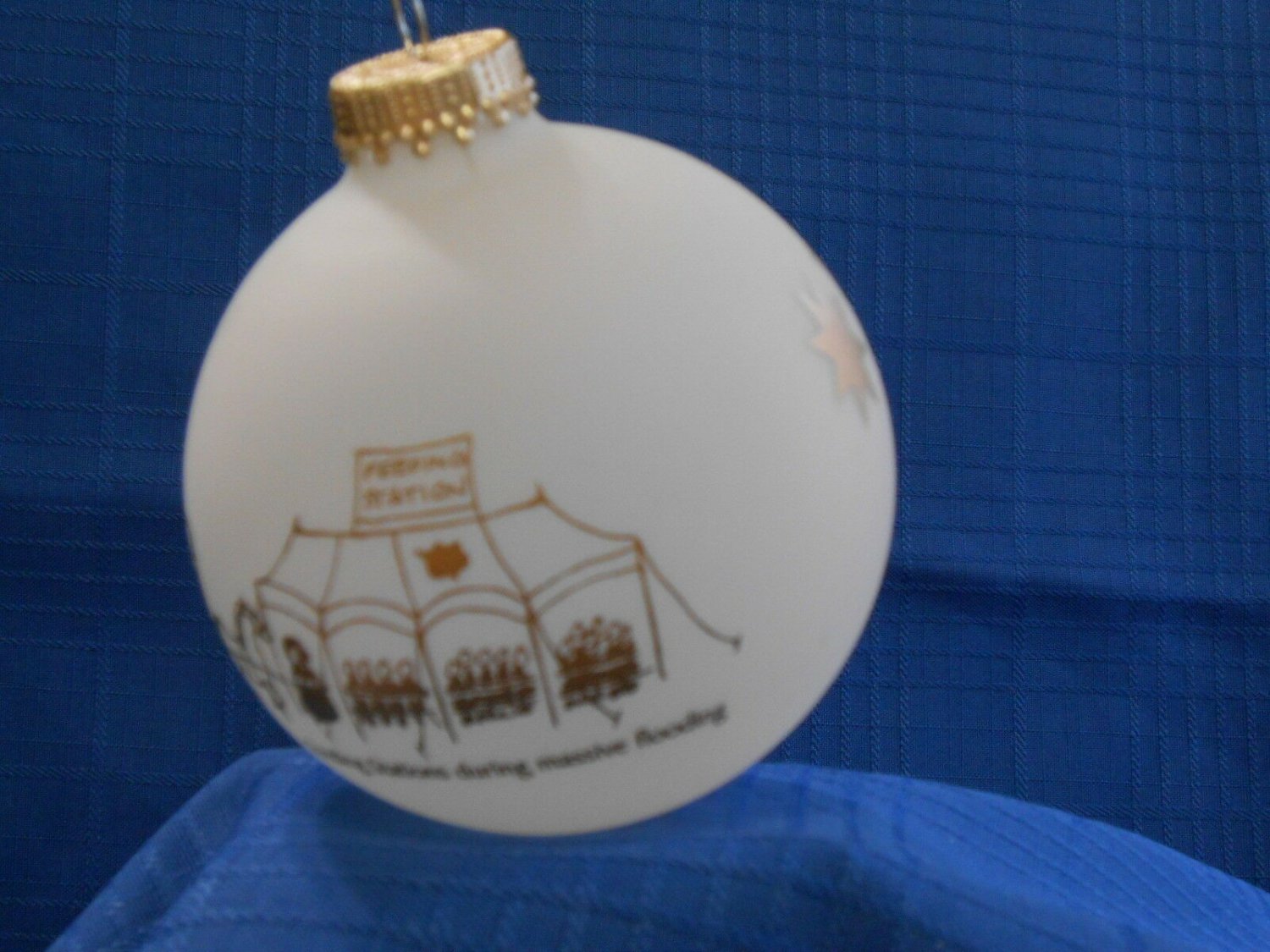 2008 The Salvation Army Christmas Ornament Frosted Glass Images in Gold.
