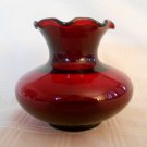 Anchor Hocking Ruby Red Ruffle Top Vase 3-1/4" 