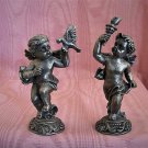  2 Vintage 1980's SUN, 3 1/2" Tall Pewter Cherub Angels
