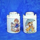Enesco Salt and Pepper Shakers Milk Jug Girl Watering and  Umbrella