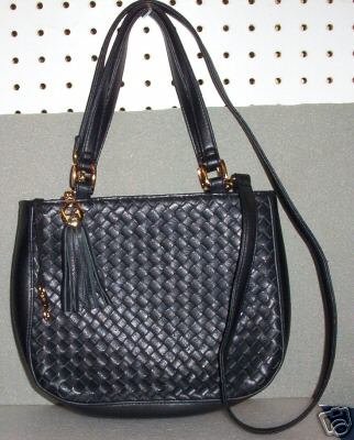 AURIELLE CHECKER LEATHER women's bag handbag purse - black