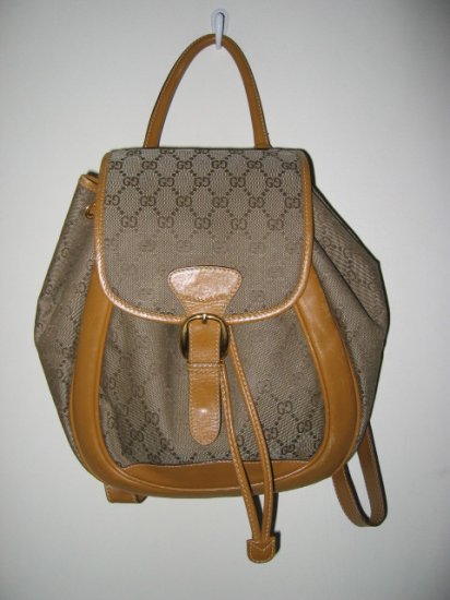 SOLD --- AUTHENTIC GUCCI BACKPACK GENUINE LEATHER WOMEN&#39;S BAG HANDBAG PURSE SIGNATURE
