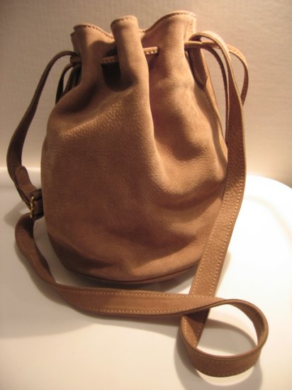 Authentic Coach Suede Bucket Drawstring Bag Womens Handbag Purse Leather Tote Tan Brown Vintage 8293