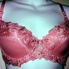 LYCRA gorgeous PINK LACE TRIM SHEER bra WOMEN'S CLOTHES LINGERIE SEX coral pink