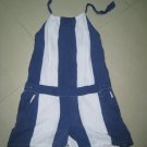 new top shorts JUMPSUIT HALTER BLUE WHITE STRIPE JUNIOR'S CLOTHES SMALL
