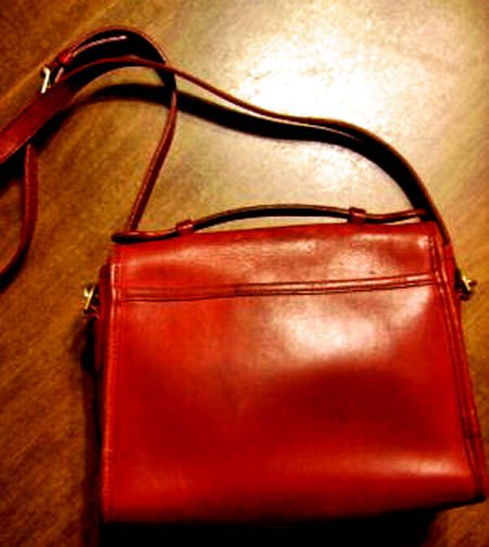 coach red and brown bag