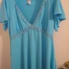 NEW LACE PLUS 2X TOP SHIRT PRETTY AQUA WOMEN'S STRETCH DRESS SEXY CLOTHING CLOTHES