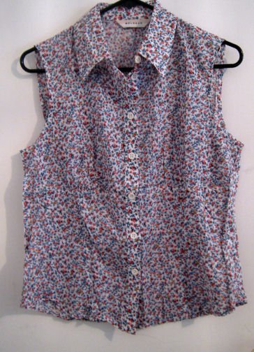 SALE floral sleeveless button up shirt top linen cotton women's clothes ...