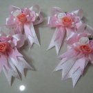 set of 4 RIBBONS BOWS GIFT ART CRAFT PINK ROSE PIN BROOCH DECORATION wedding corsage