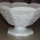 collectible vintage glass Large Milk Glass Grape Pedestal Bowl home kitchen family fruit basket