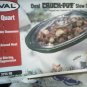 Rival 5.5 quart Oval Crock Pot Slow Cooker green with flower lk new home kitchen pot pan stoneware