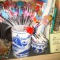 BIG CYLINDER BLUE WHITE VASE CHINA HOME DECOR DOOR DECORATIVE COLLECTIBLE VINTAGE