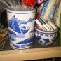 SMALL BUTTERFLY BLUE WHITE VASE CHINA HOME DECOR DOOR DECORATIVE COLLECTIBLE VINTAGE