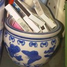 SMALL BUTTERFLY BLUE WHITE VASE CHINA HOME DECOR DOOR DECORATIVE COLLECTIBLE VINTAGE