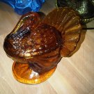 VINTAGE GLASS TURKEY THANKSGIVING CANDY HOLDER 50'S HOME DECORATIVE COLLECTIBLE FIGURINE KITCHEN