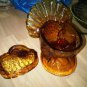 VINTAGE GLASS TURKEY THANKSGIVING CANDY HOLDER 50'S HOME DECORATIVE COLLECTIBLE FIGURINE KITCHEN