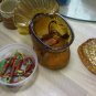 VINTAGE GLASS TURKEY THANKSGIVING CANDY HOLDER 50'S HOME DECORATIVE COLLECTIBLE FIGURINE KITCHEN