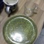 lot set 4 GREEN PLATE glass vintage cup glasshome 1950s DECORATIVE COLLECTIBLE KITCHEN
