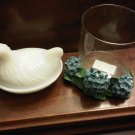 HYDRANGEA BLUE FLOWER CANDLE GLASS CUP HOLDER DECORATIVE COLLECTIBLE FIGURINE HOME