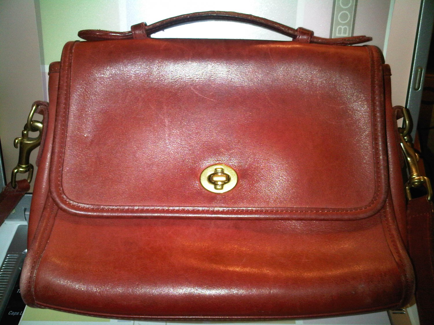 authentic Red brown Leather COACH Willis Shoulder Bag Purse handbag ...