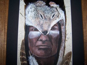 CAMO Native American Feather ART Hand Painted Feathers Sue Perry Rufus