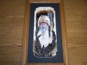 Mountain MAN Feather Art WILD Turkey Tail Hand Painted  Sue Perry Rufus Original ART