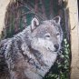 Standing WOLF Wild Turkey Feathers Hand Painted Feather Sue Perry Rufus Original ART