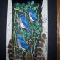 BLUE BIRDS WILD Turkey TAIL Feathers Hand Painted ART ! Sue Perry Rufus Original