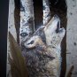Howling WOLF Wild Turkey TAIL Feathers Hand Painted  Sue Perry Rufus Original ART
