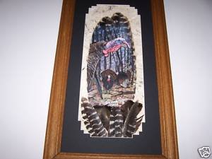 Spring Gobbler Wild Turkey Feather Hand Painted WING Sue Perry Rufus Original ART