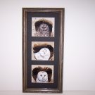 Three Owls hand painted Tree Bark Frame  Turkey Tail Feathers
