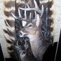 2 Bucks Deer Handpainted on Wild Turkey Wing Feathers Signed