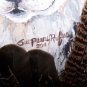 Grey Wild Wolf Hand painted on Turkey Wing Feathers Signed