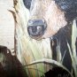 Wild Black Bear Handpainted on Turkey Tail Feathers Signed