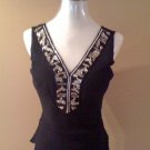 Pure silk chiffon black and silver beaded top