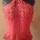 FUSHIA  SILK BEADED TOP_SOLD