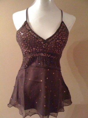 Pure silk top sequined and beaded