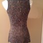 BROWN PURE SILK CHIFFON WITH IRIDESCENT BEADING