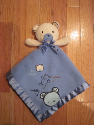 Carters Classics All About A Bear Blue Teddy Bear Security Blanket Hug ...