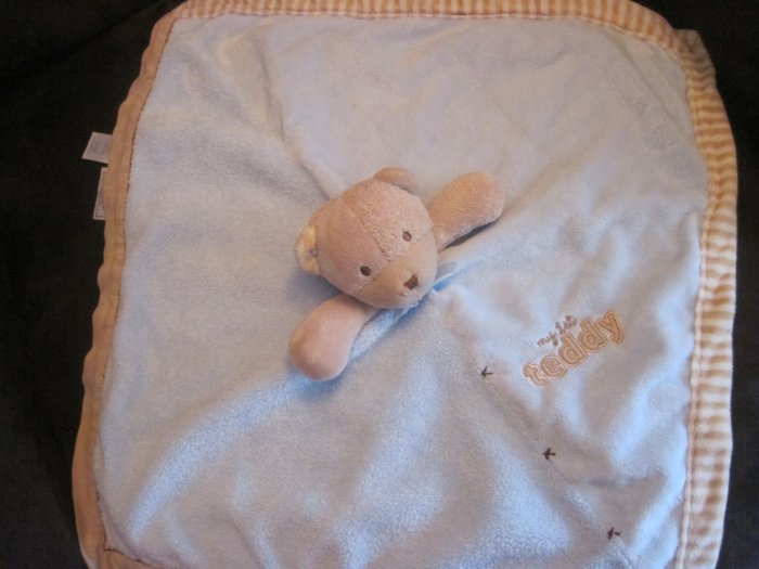 Carters My 1st Teddy Bear Blue & Tan Striped Blanket Lovey 022253207722