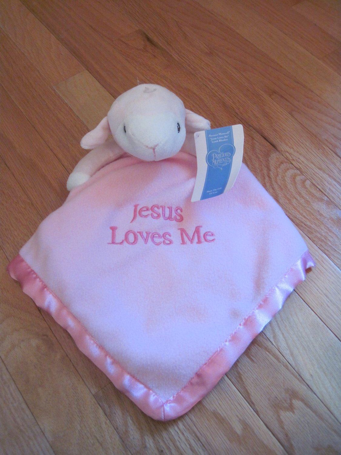 Precious Moments Plush Pink Lamb Jesus Loves Me Security Blanket Lovey
