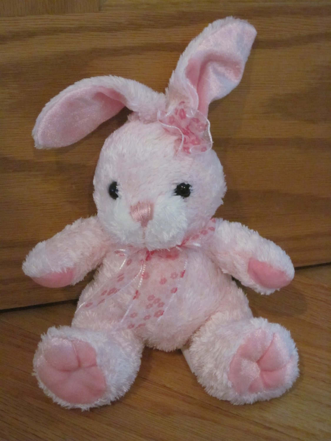 Walmart Pink & White Plush Bunny Rabbit Flower Bow