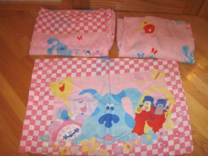 Blues Clues Twin Size Pink Sheet Set Bedding Flat Fitted Pillow Case