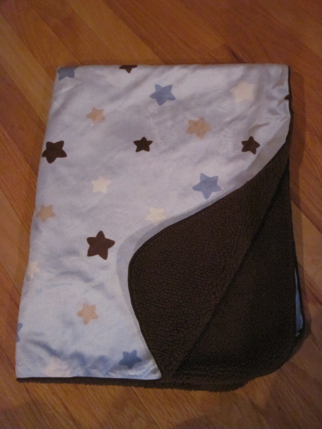 Circo Blue Brown Tan Minky Sherpa Stars Baby Blanket Target