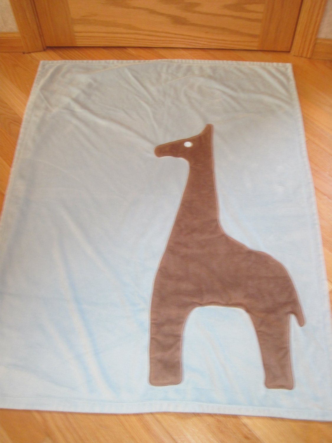 Dwell Studio for Target Blue & Brown Minky Giraffe Baby Blanket Zoo